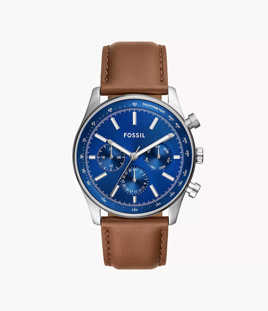 SULLIVAN MULTIFUNCTION BROWN LITEHIDE LEATHER WATCH.